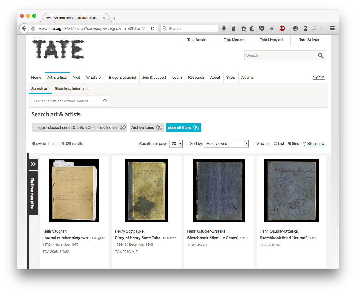Tate, Creative Commons content